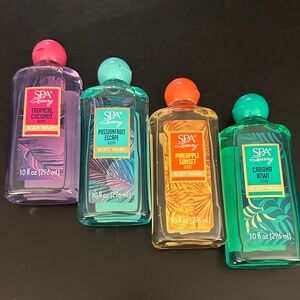 Spa Luxury Body Wash Set of 4 Pineapple Passionfruit Tropical Coconut Kiwi